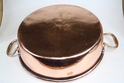 Lot 62 - A Victorian copper preserve pan, having twin...