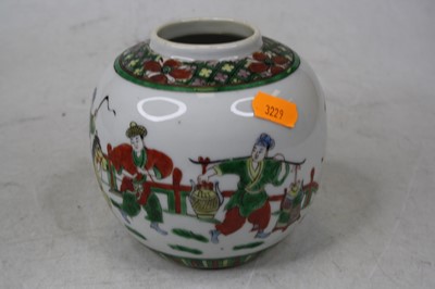 Lot 68 - A Chinese famille verte stoneware ginger jar...