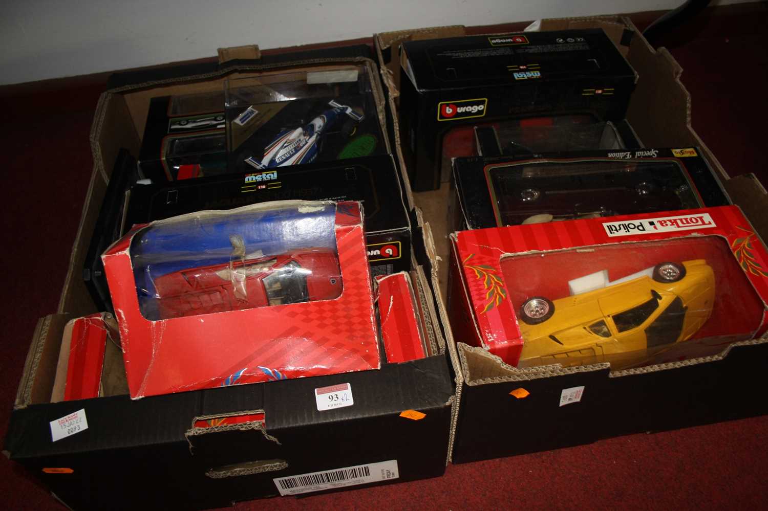 Lot 93 - Two boxes of diecast model vehicles, to...