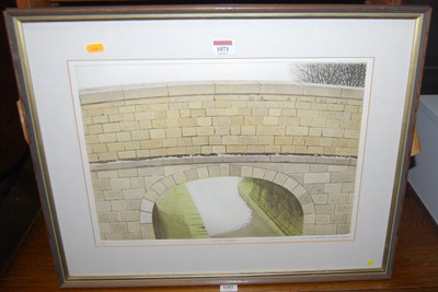 Lot 1071 - Derek Wilkinson - Canal bridge, artist proof...