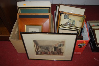 Lot 1087 - Two boxes of assorted prints, to include...