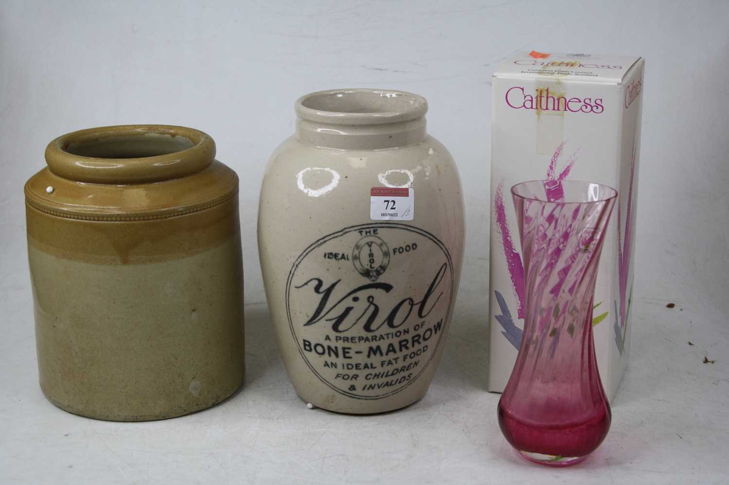 Lot 72 - A boxed Caithness cranberry glass vase;...