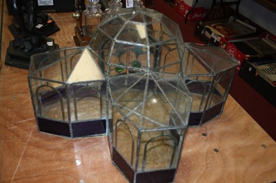 Lot 111 - A stained and leaded glass terrarium, h.33cm