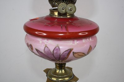Lot 170 - A Victorian pedestal oil lamp, having a...