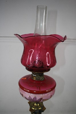 Lot 170 - A Victorian pedestal oil lamp, having a...