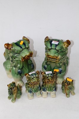 Lot 125 - A pair of modern Chinese Sancai glazed pottery...