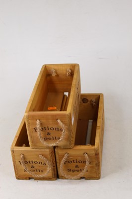 Lot 133 - A set of three pine crates, each marked...