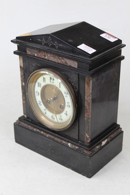 Lot 136 - A late Victorian black slate and marble cased...