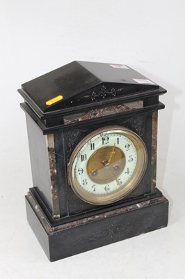Lot 136 - A late Victorian black slate and marble cased...