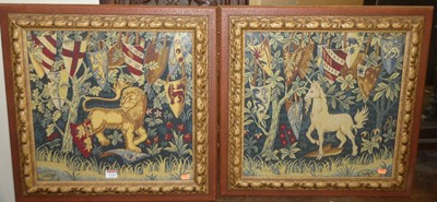 Lot 1162 - A pair of contemporary tapestry framed wall...