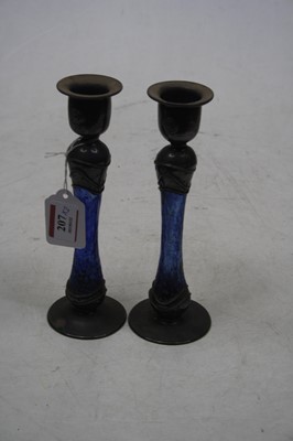 Lot 207 - A pair of Arts & Crafts white metal and blue...