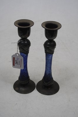 Lot 207 - A pair of Arts & Crafts white metal and blue...