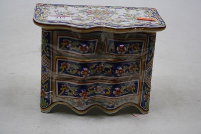 Lot 210 - A continental faience commode chest, w.18cm