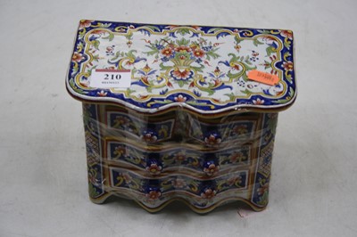Lot 210 - A continental faience commode chest, w.18cm