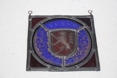 Lot 214 - A single lead light depicting armorial and...