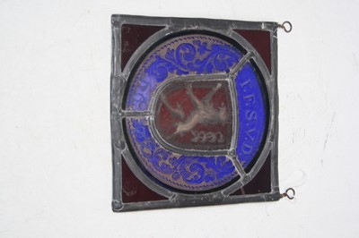 Lot 214 - A single lead light depicting armorial and...