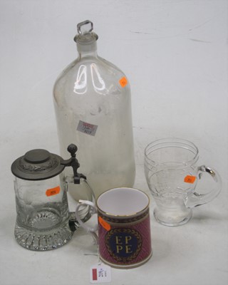 Lot 219 - A George VI glass commemorative tankard; a...
