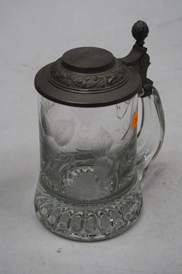 Lot 219 - A George VI glass commemorative tankard; a...
