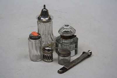 Lot 223 - A faceted glass scent bottle and stopper;...