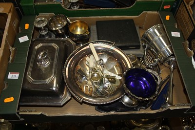 Lot 242 - Two boxes of assorted plated wares, to include...