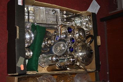 Lot 244 - Assorted plated wares, to include three-piece...
