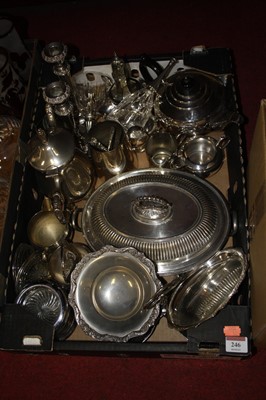 Lot 246 - A box of assorted plated wares, to include...