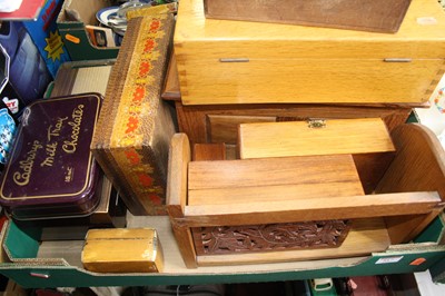 Lot 517 - A box of assorted treen, being various wooden...