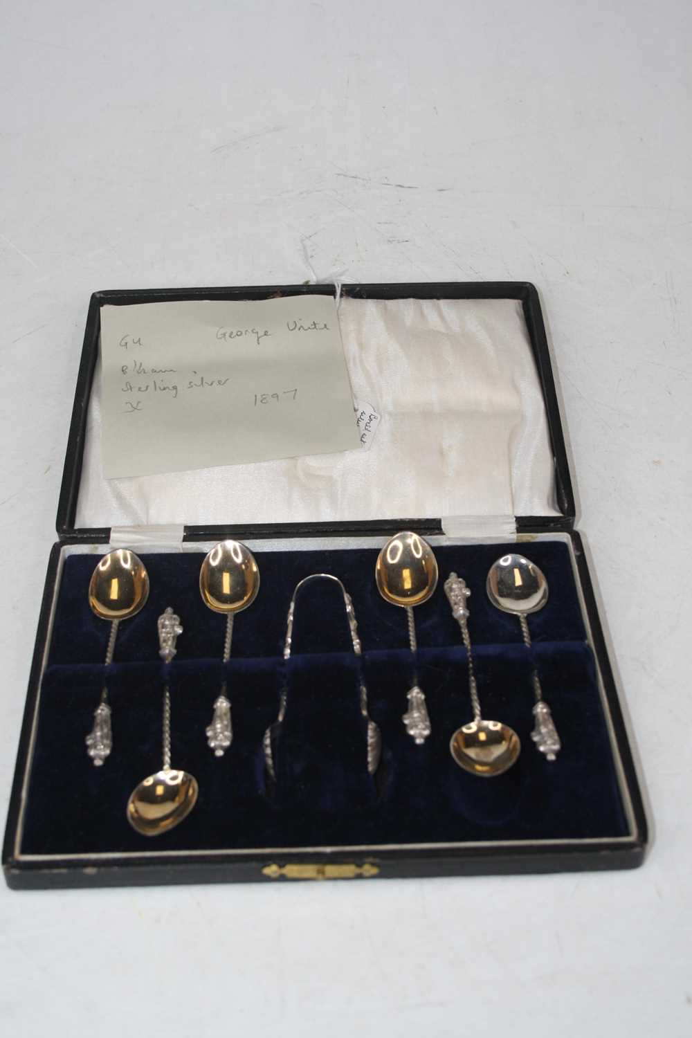 Lot 277 - A cased set of six Victorian silver and gilt...