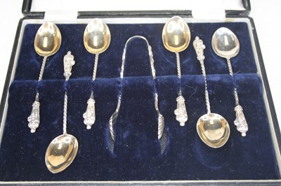 Lot 277 - A cased set of six Victorian silver and gilt...
