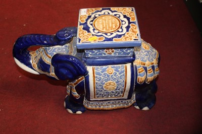 Lot 557 - A glazed ceramic elephant jardiniere, height 40cm