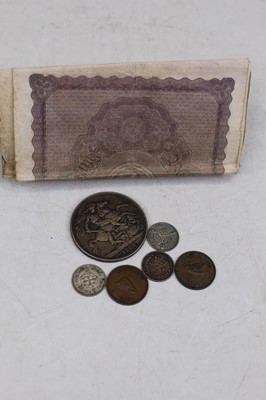 Lot 370 - A small collection of coins and banknotes to...