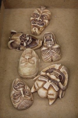 Lot 372 - A collection of six miniature resin masks,...