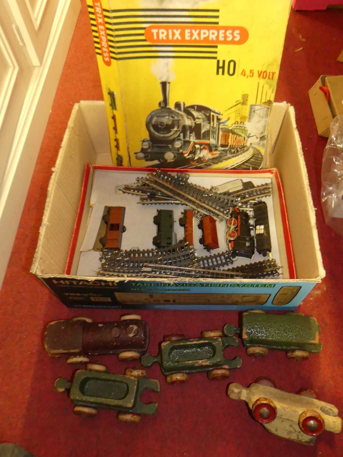Lot 1607 - One box of mixed toys to include wooden train...