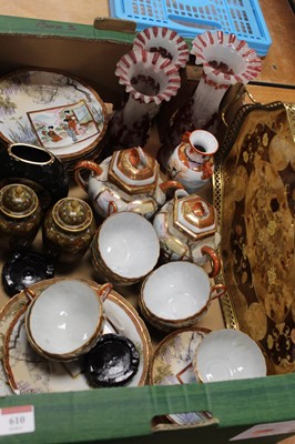 Lot 610 - Mixed lot to include Japanese eggshell tea wares