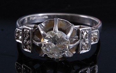 Lot 2182 - A white metal diamond solitaire ring,...