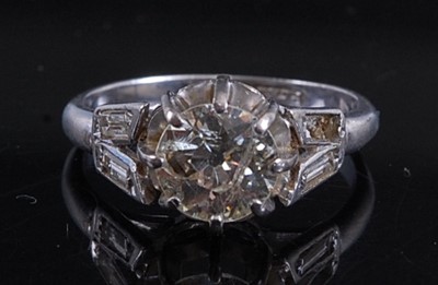 Lot 2173 - A white metal diamond single stone...