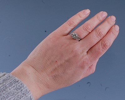 Lot 2173 - A white metal diamond single stone ring,...