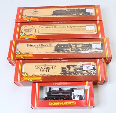 Lot 725 - Five Hornby locos: R088 LMS 4P 2-6-4 tank...