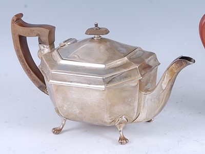 Lot 216 - An Art Deco silver teapot, of octagonal...