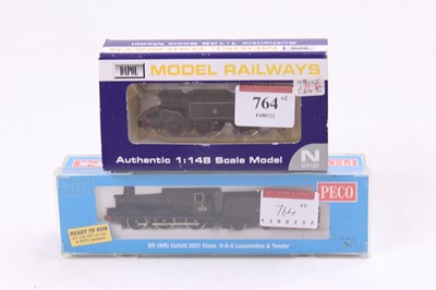 Lot 764 - Two N gauge locos: Peco NL-27, 0-6-0 Collett...