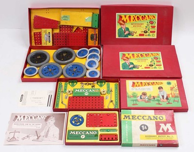 Lot 116 - Large tray containing Meccano sets, post-war...