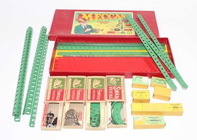 Lot 116 - Large tray containing Meccano sets, post-war...