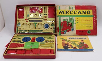 Lot 118 - Plastic crate containing five boxed Meccano...