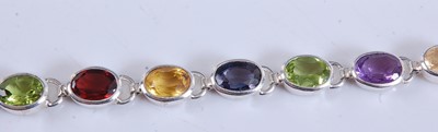 Lot 2503 - A sterling silver multi-stone bracelet,...
