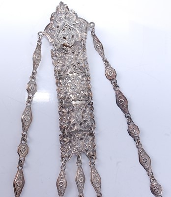 Lot 2127 - A late Victorian silver seamstress' chatelaine,...