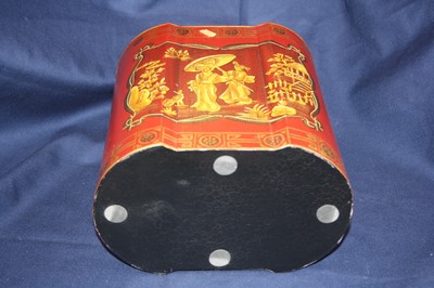 Lot 13 - A reproduction red toleware type wastepaper...