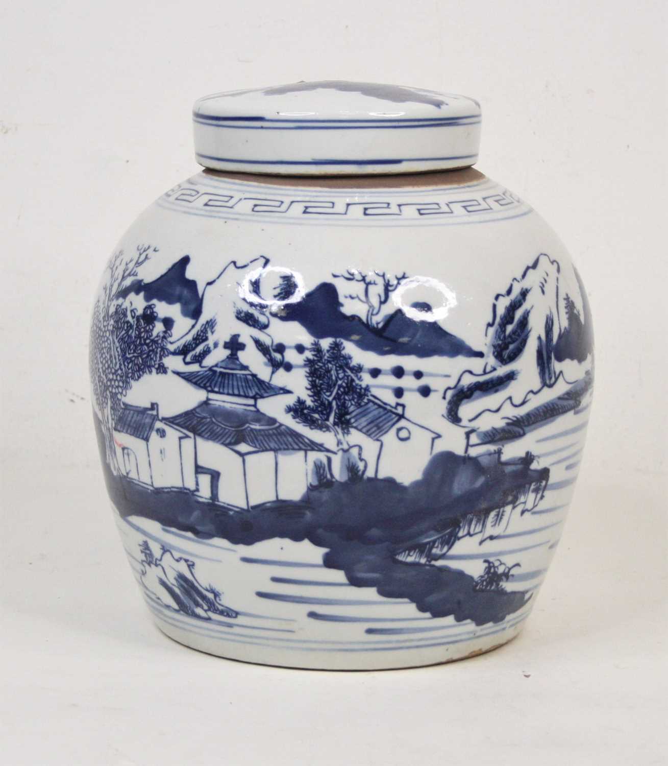 Lot 17 - A 20th century Chinese blue and white glazed...