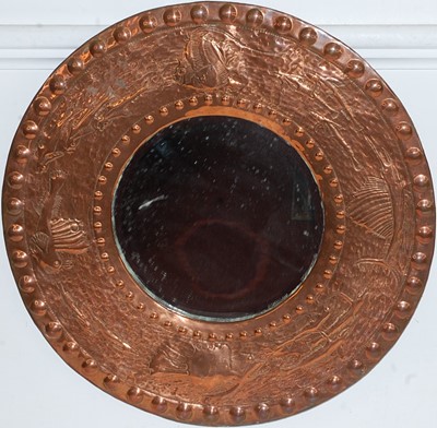 Lot 484 - A Cornish Arts & Crafts embossed copper framed...