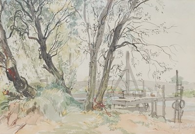 Lot 397 - Arthur Taylor (1925-2010) - Riverbank with...