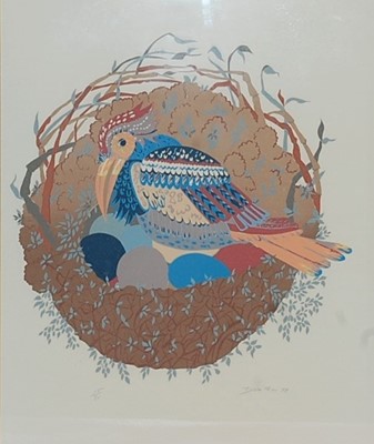 Lot 399 - D Nathan - The birds nest, screenprint in...